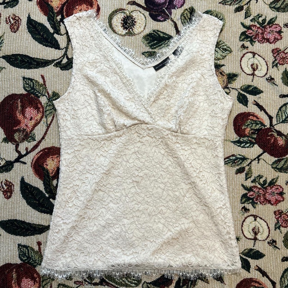 Cream white lace cami tank top